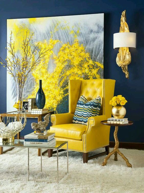 yellow living room decor