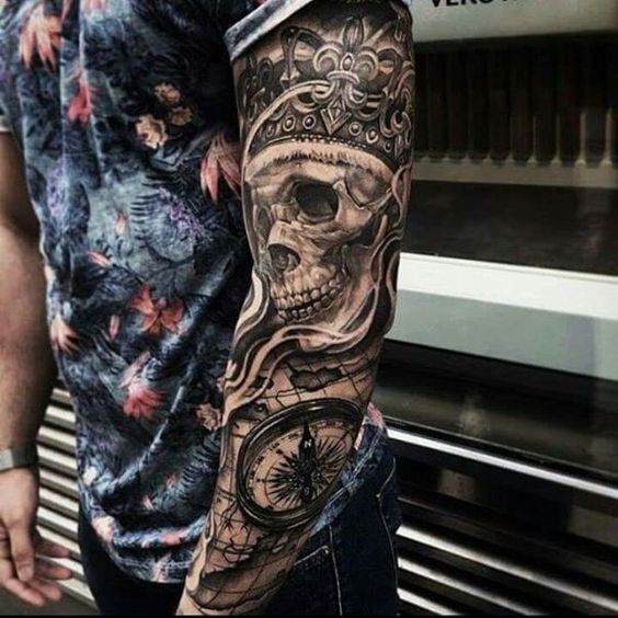 3D Skull Tattoo on arm