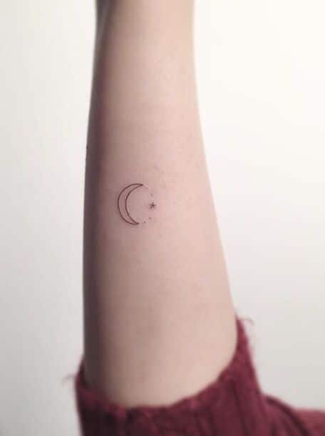 Crescent Moon and Star Tattoo