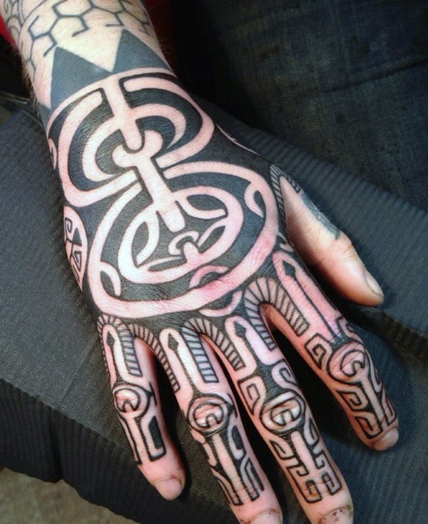 tribal tattoo hand cover up