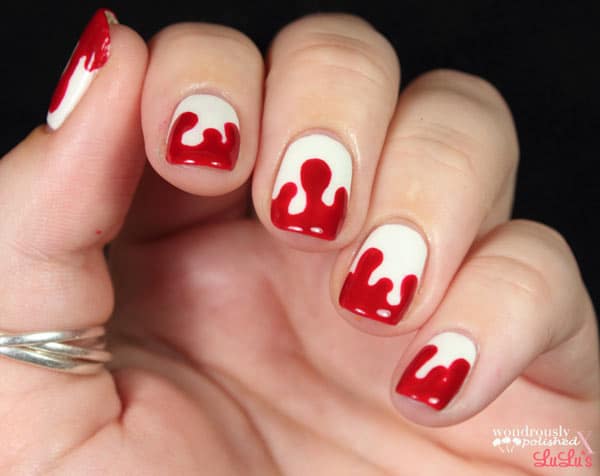 halloween blood nails