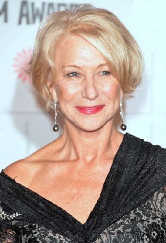 celebrities short hair Hellen Mirren’s crop with full fringe