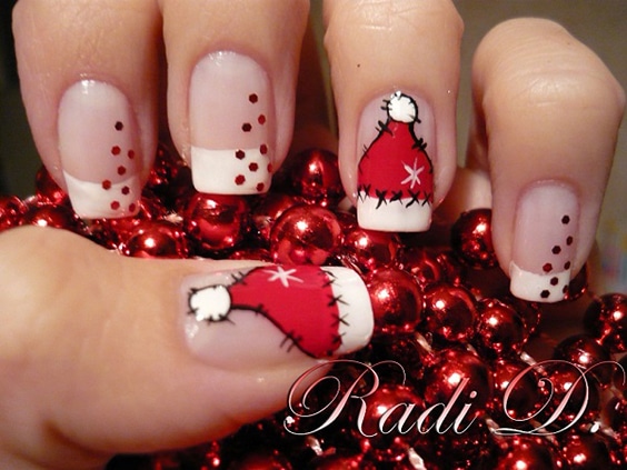 christmas french tip nails