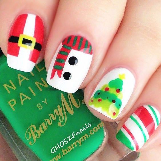 Green and silver nail