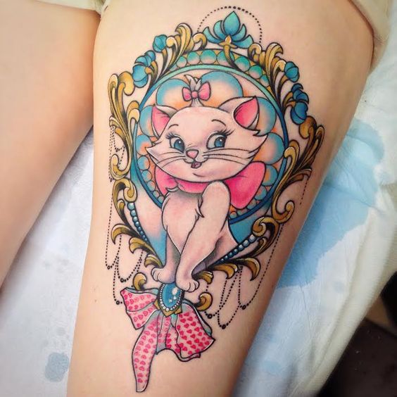  Disney Design back of thigh tattoo