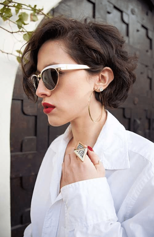 Vintage short hairstyle woman over 40
