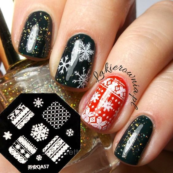 Red and Black Christmas Nail