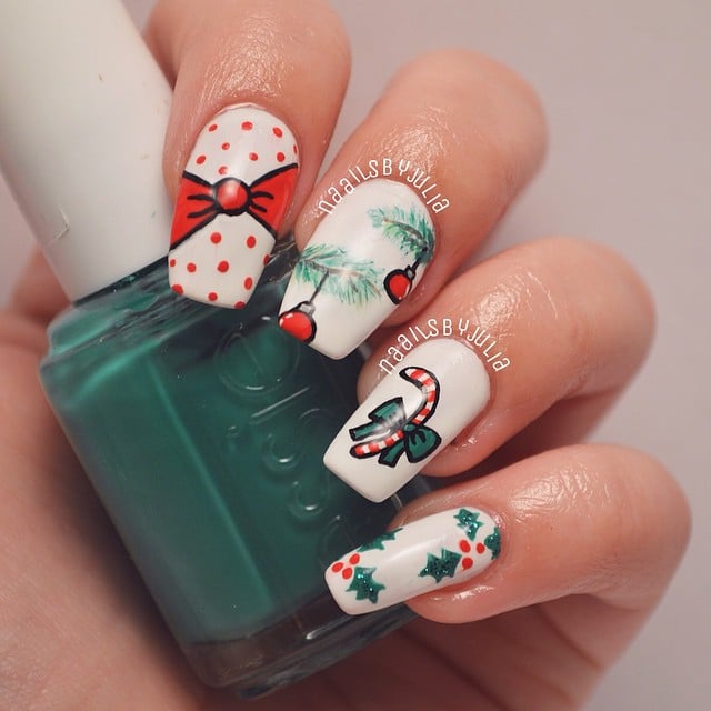 cute christmas decoration nail art