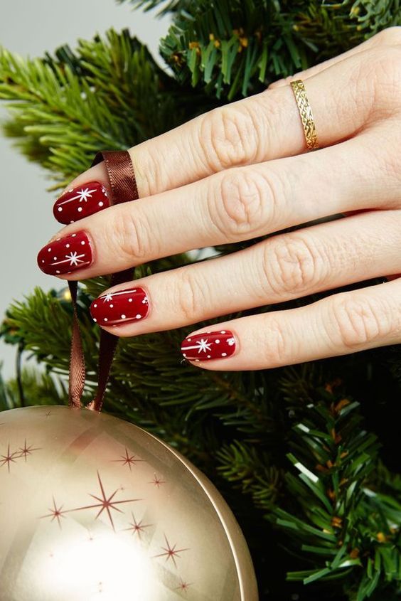christmas red nail art