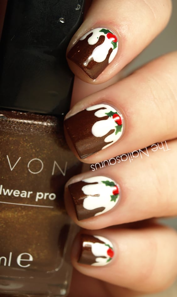 Christmas pudding Nail Art