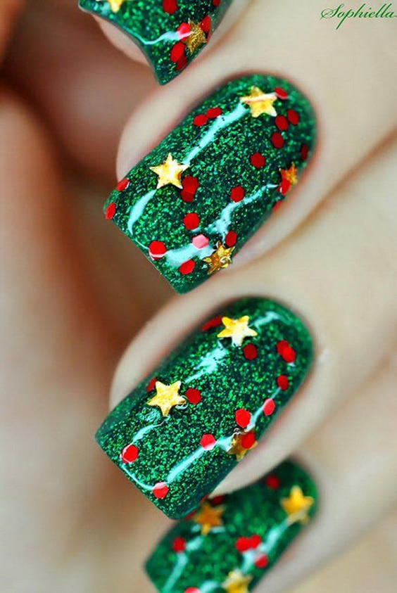 Christmas Nail Art Twinkling Stars