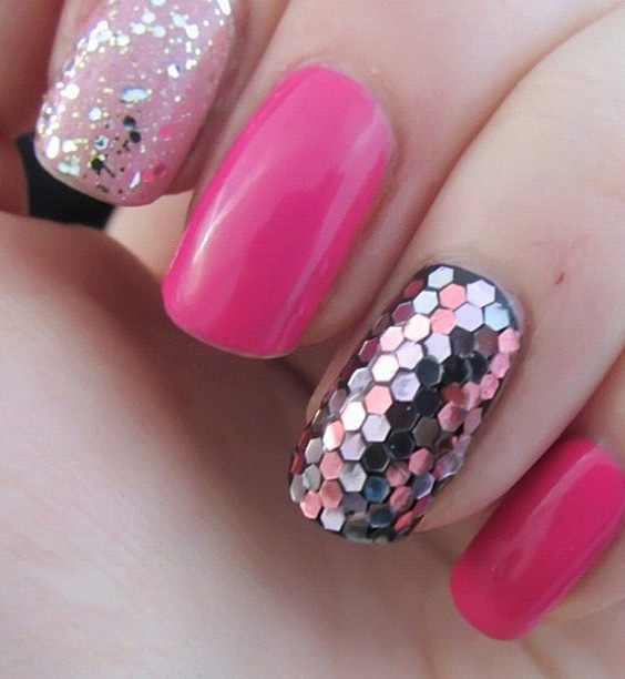 Pink tone Christmas Nail Art