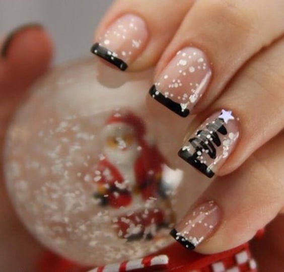 Christmas french tips Nail
