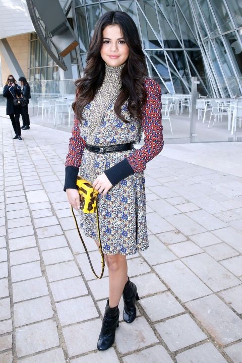 Selena gomez mixed print outfits