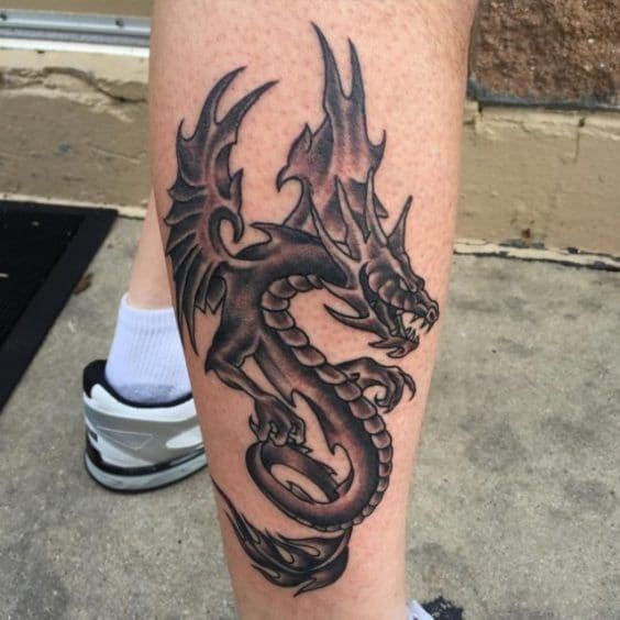 Dragon tattoo on leg