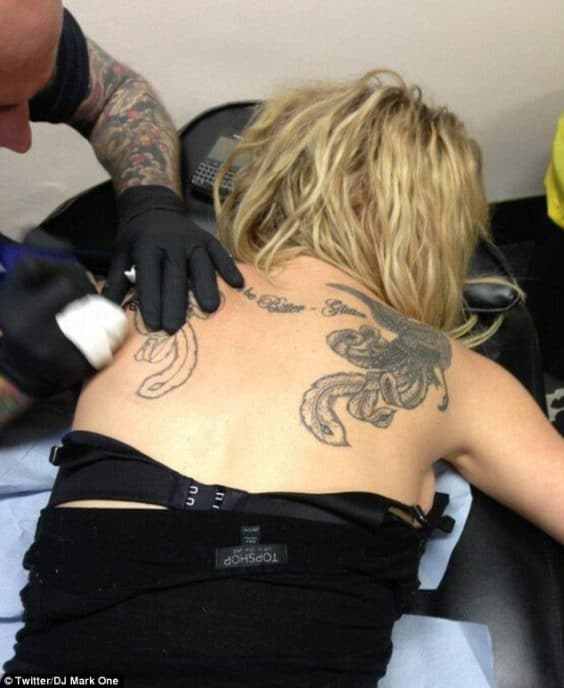 Sarah Harding Back Tattoo