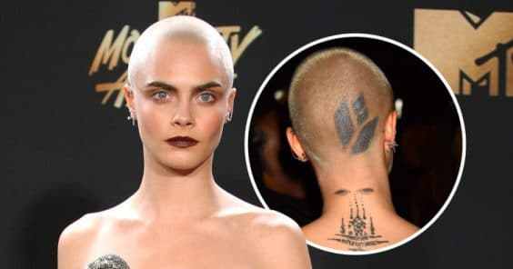 hot celebrity tattoos : Cara Delevingne