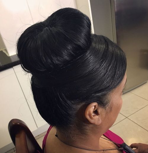 Ballerina Bun Hairstyle for older women with long hair