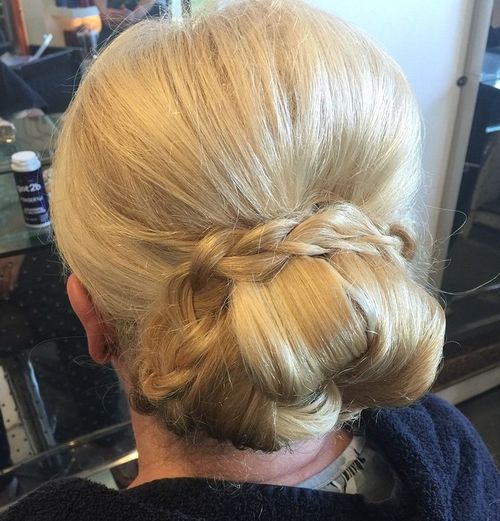 older woman low bun updo