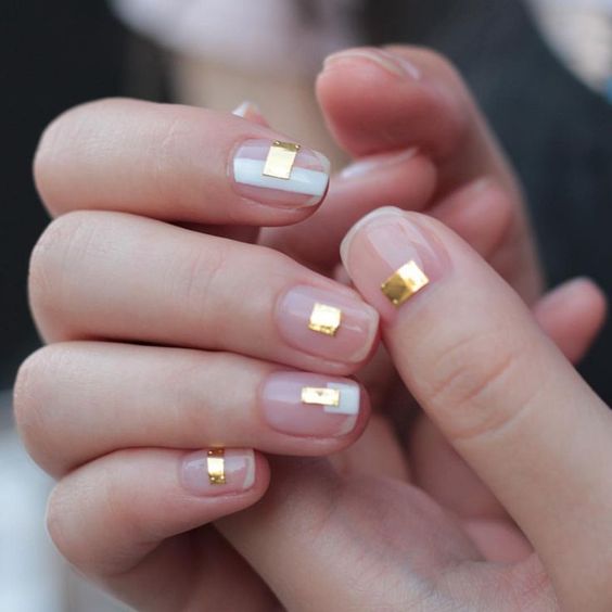 gold square Nail Art Ideas