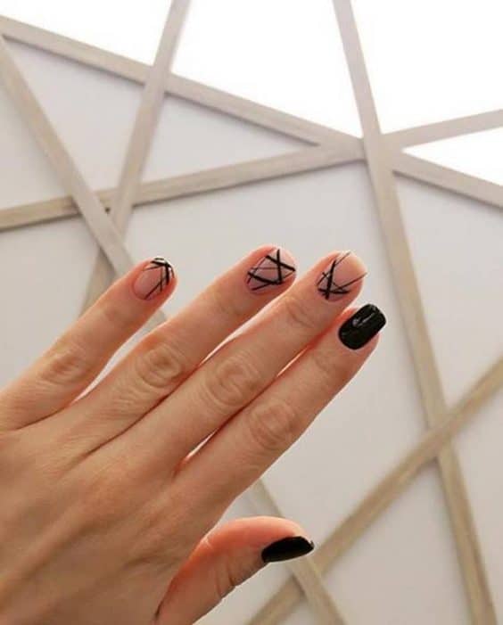 Mixed design minimalist nail art