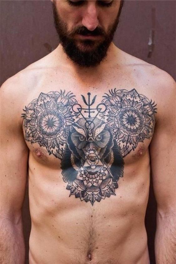 Owl Chest Tattoo