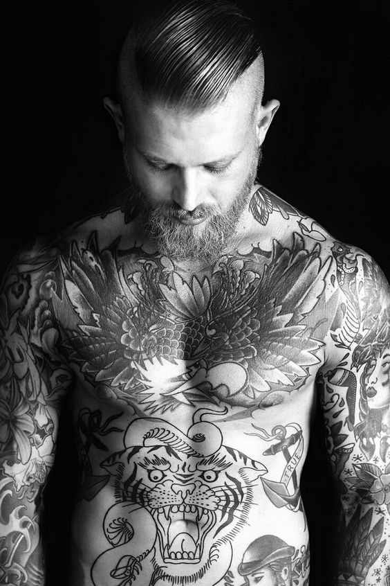 sleeve and chest tattoos for men