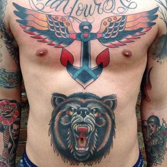 Bird Symbol Tattoo Ideas for men's chest
