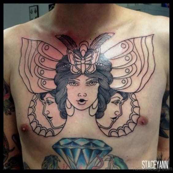butterfly chest tattoos 