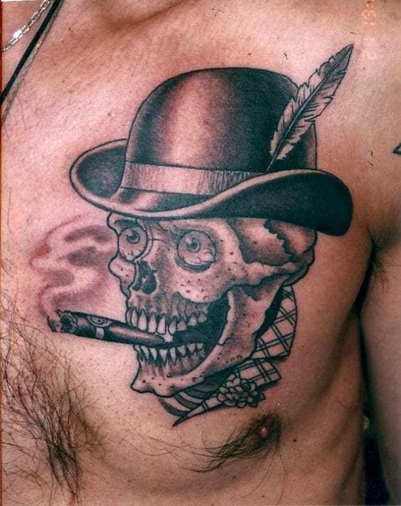 One-sided skull tattoo on your chest
