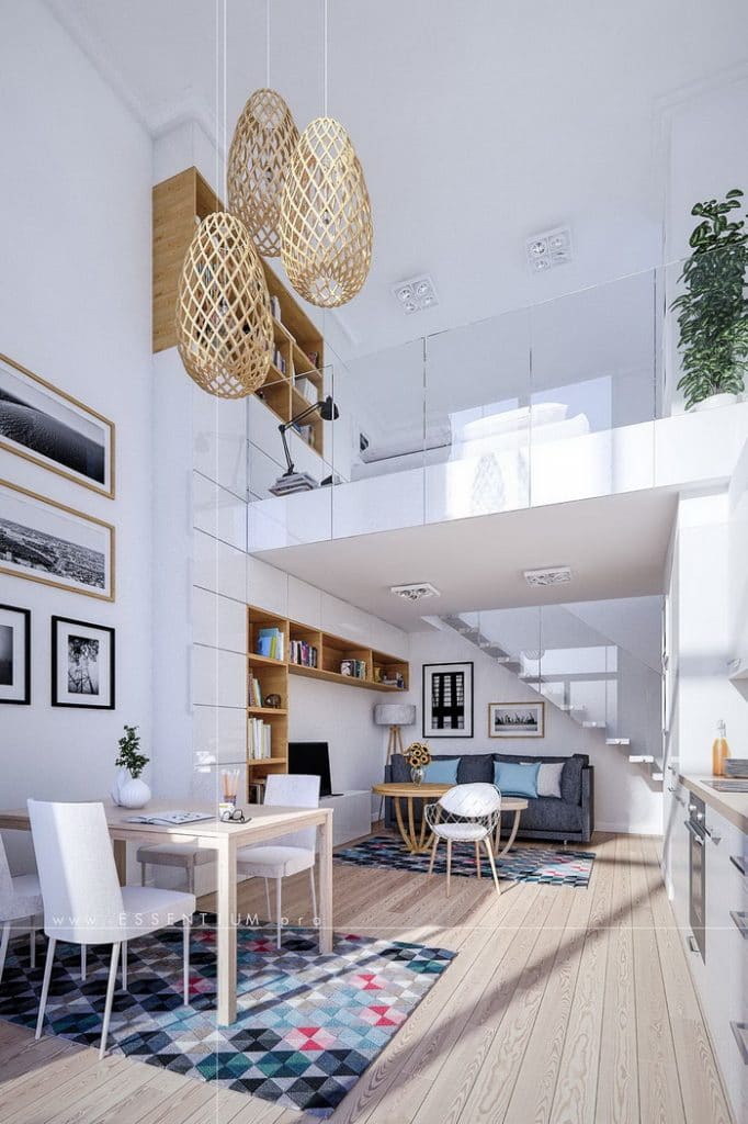 Compact white Double Height Living Room