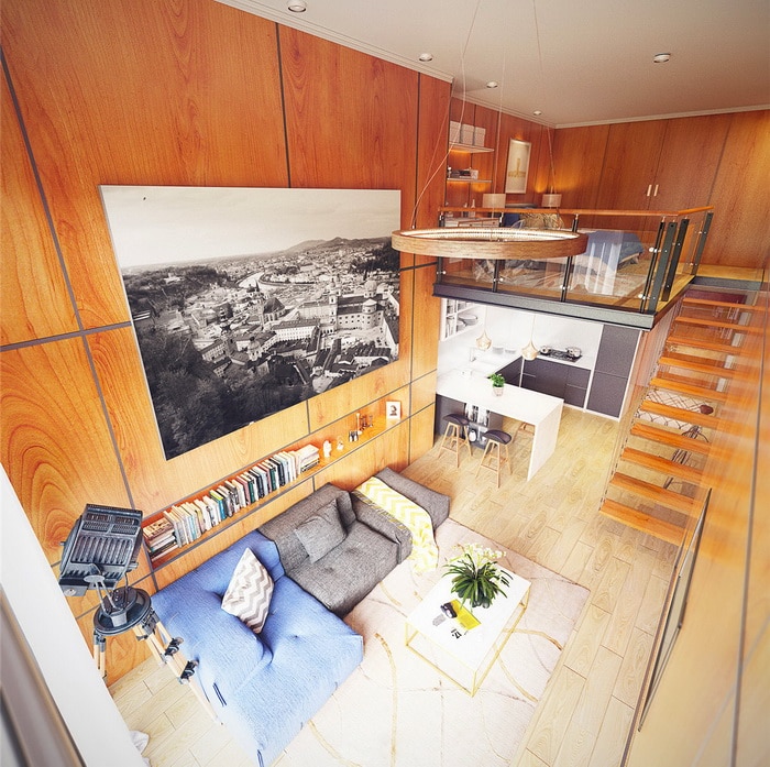 Compact Double Height Living Room