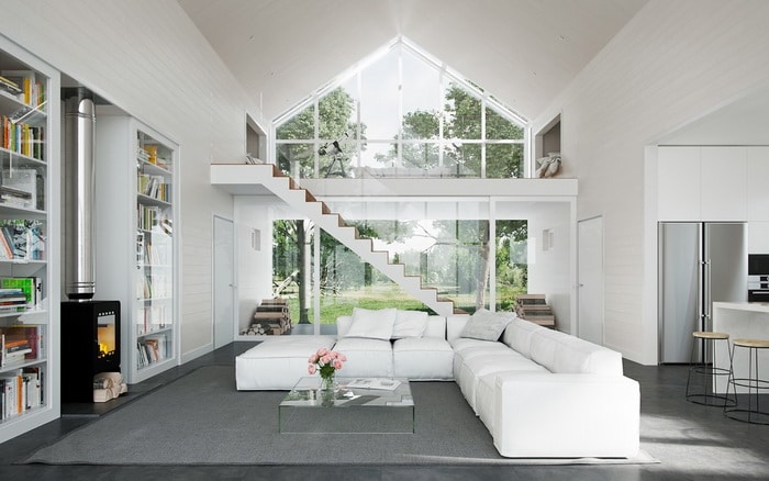 Contemporary Double Height Living Room