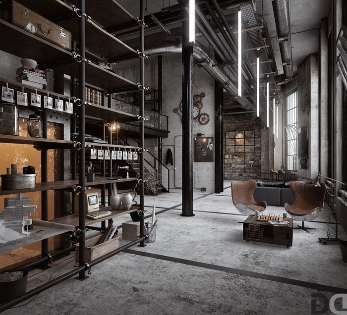Industrisl double height living area