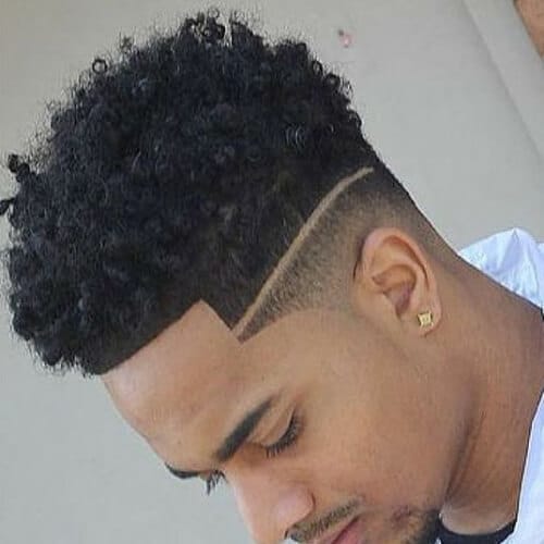Hard Part Black Men's Curly Hairstyles
