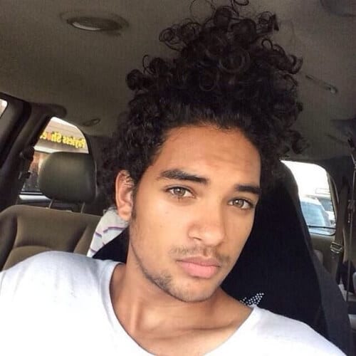 Top Knot Black Men's Curly Hairstyles