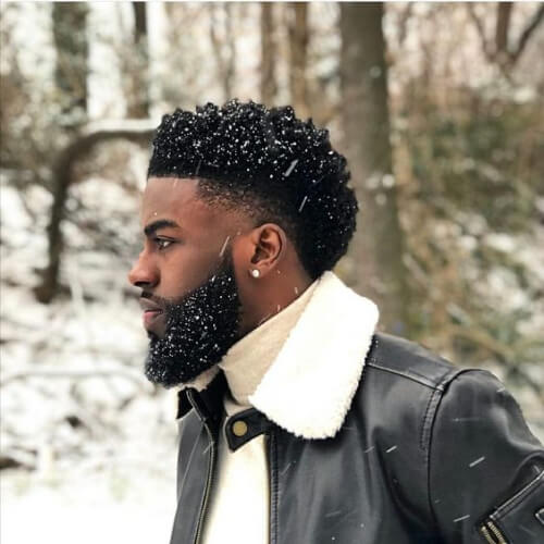 Bearded Black Men's Curly Hairstyles