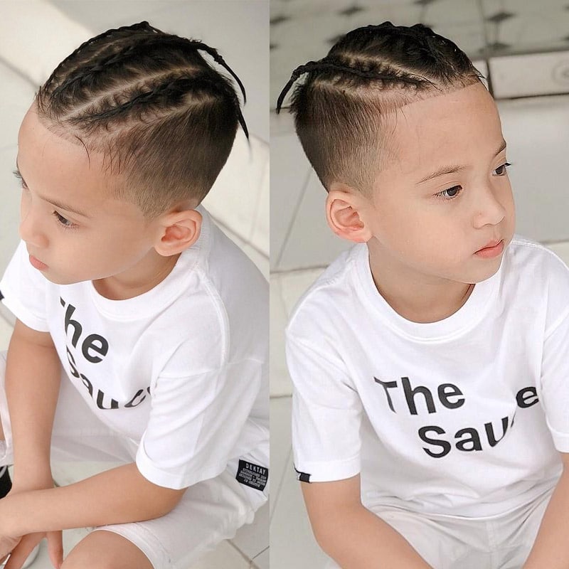 Tiny  Triple Braids boys haircuts