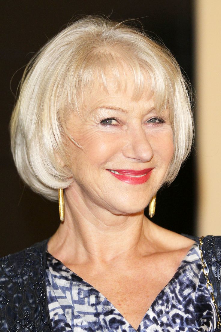 Hellen Mirren’s haircut crop with full fringe