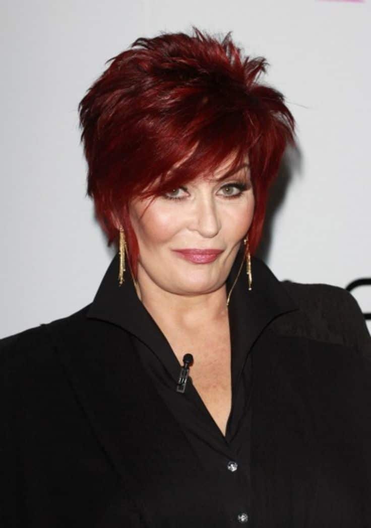 celebrities short hair Sharon Osbourne’s cherry red crop