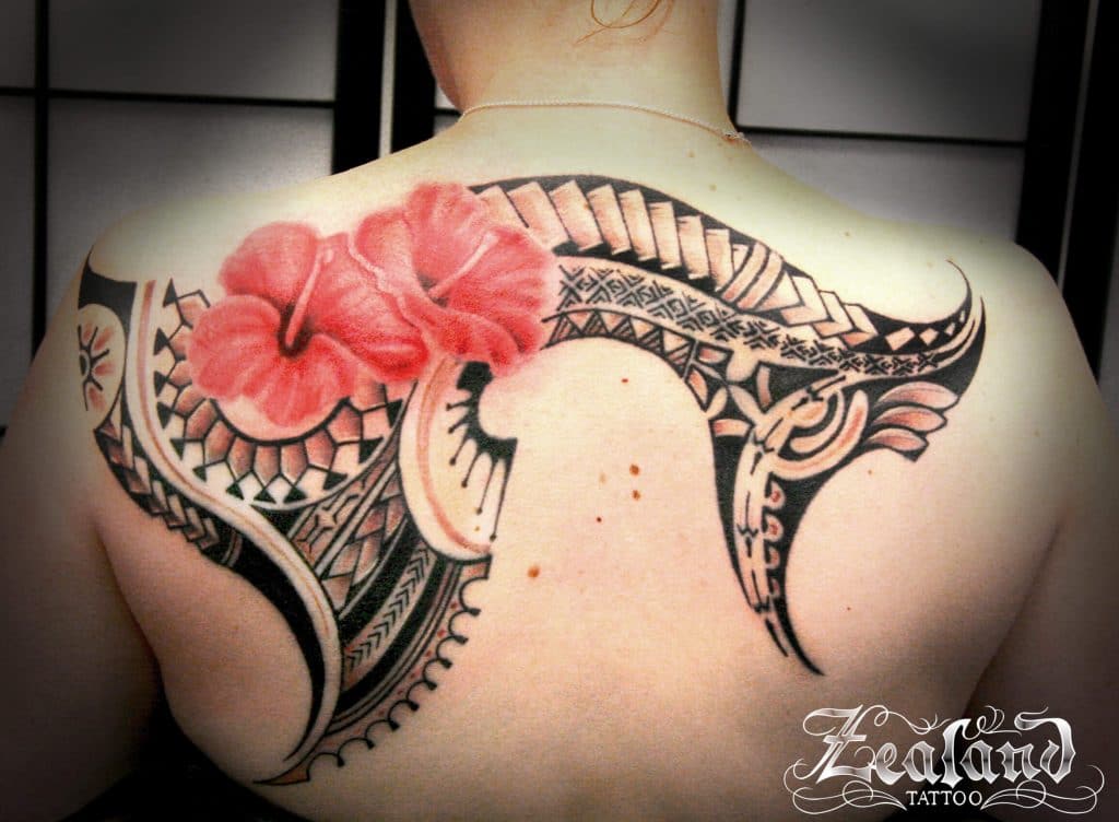 Polynesian with Flower Tattoos