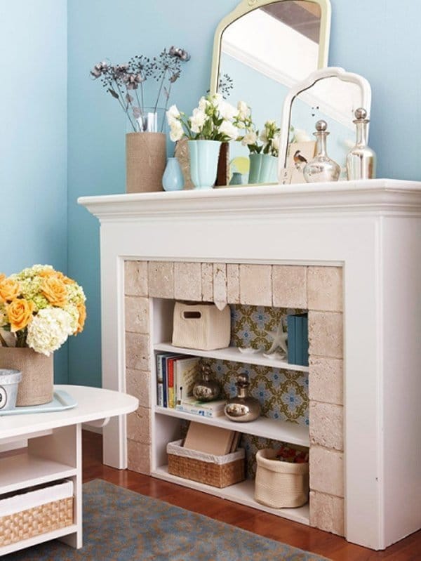 A non-working fireplace as a storage