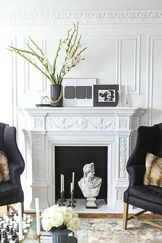 A display non-working fireplace