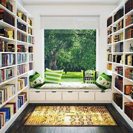 Set Home Library with Built-in Seating