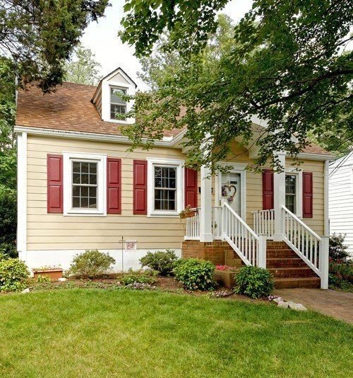 Gray house colors with brown roof