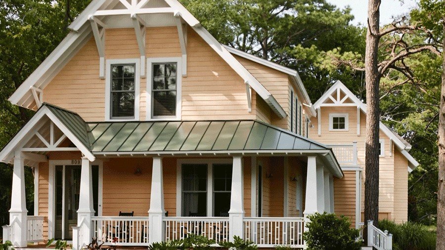 House with salmon exterior color