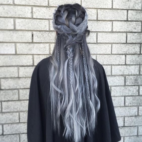 dyed hair gray braid