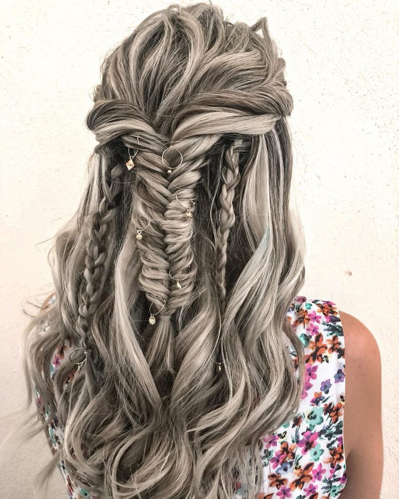 Boho Gray Braid Hairstyle