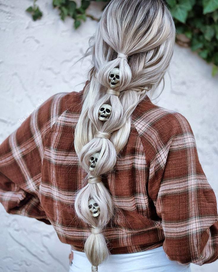 skulls in braided hair