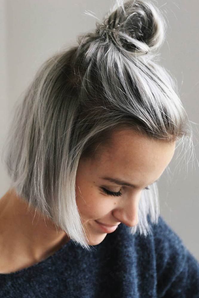 black hair with silver highlights